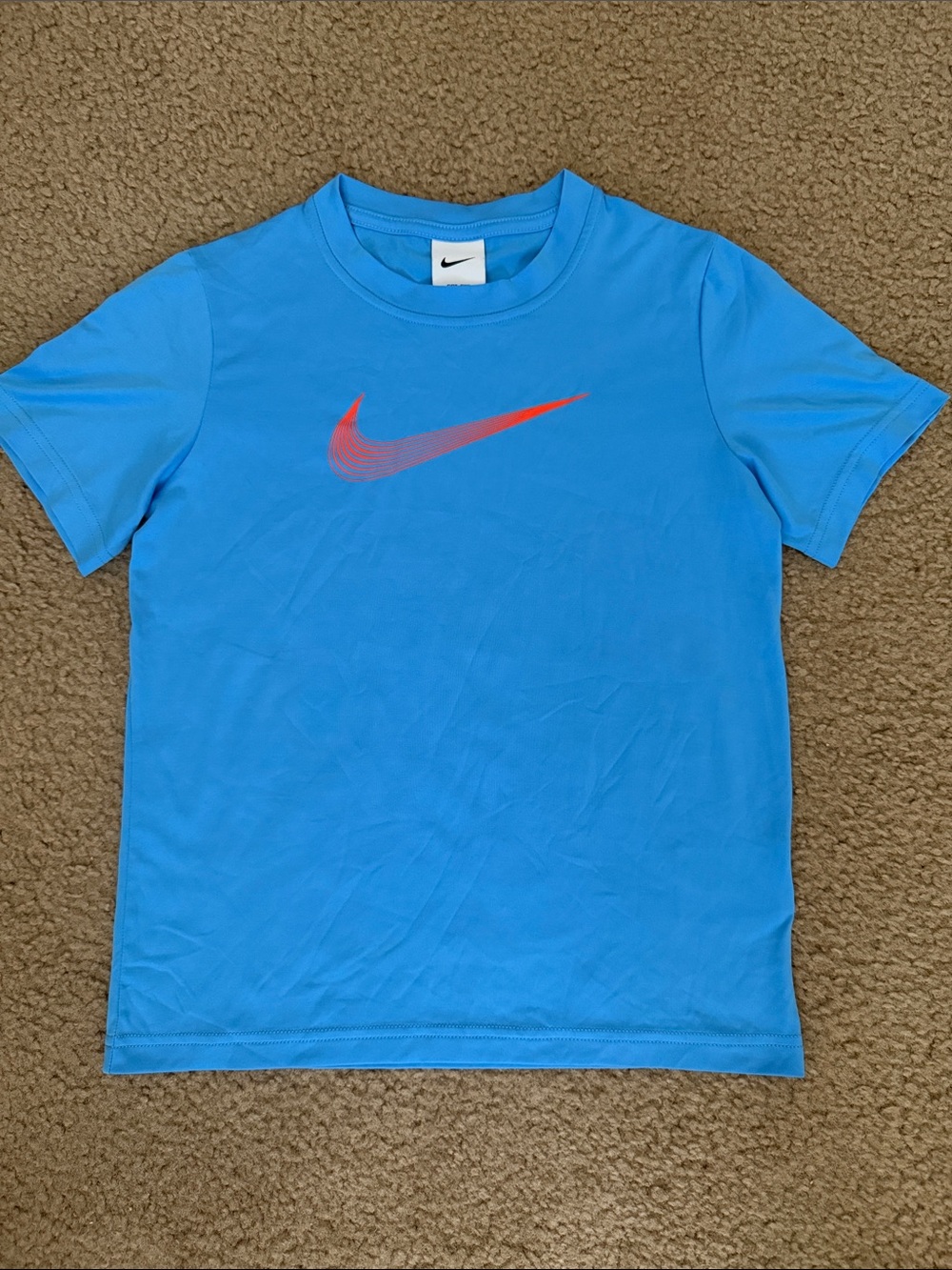 Nike Kids Bright Blue Tee with Red Swoosh